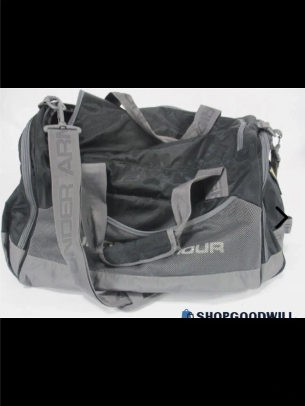 Under Armour Black and Gray Duffel Bag with Logo